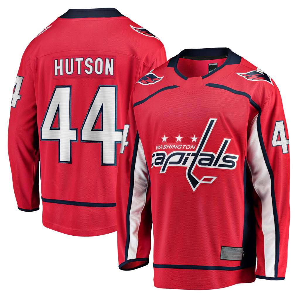 Tuec W.Capitals #44 Cole Hutson Red Home Breakaway Jerseys
