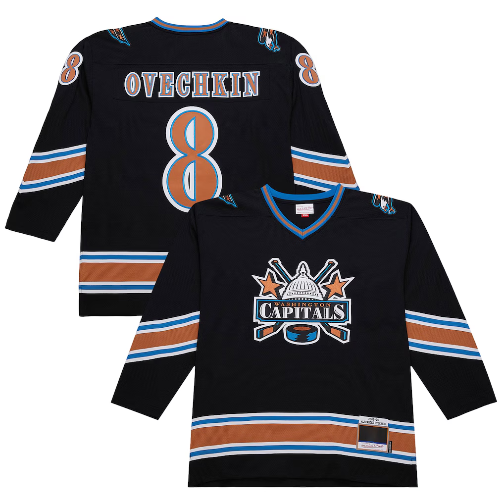Tuec W.Capitals #8 Alexander Ovechkin Mitchell & Ness Black 2005-06 Power Play Jerseys