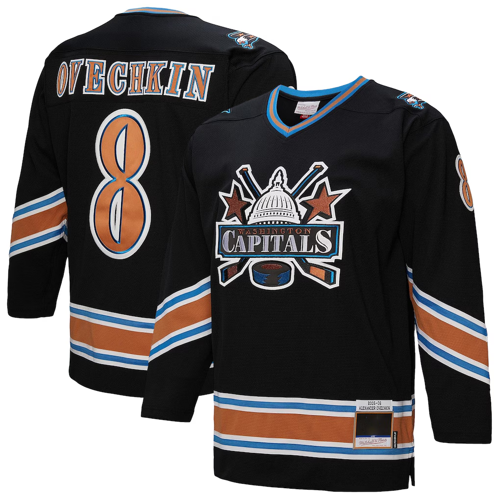 Tuec W.Capitals #8 Alexander Ovechkin Mitchell & Ness Black 2005-06 Power Play Jerseys