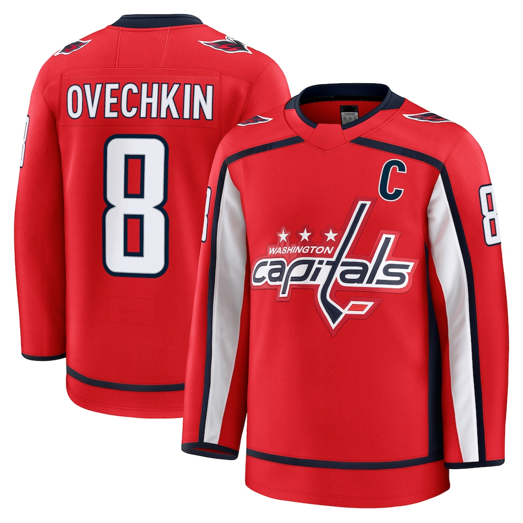Tuec W.Capitals #8 Alexander Ovechkin Red Home Premium Jerseys