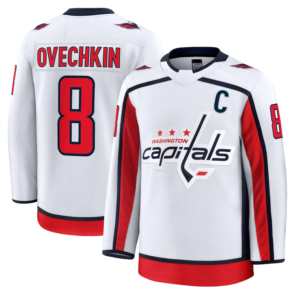 Tuec W.Capitals #8 Alexander Ovechkin White Away Premium Jerseys