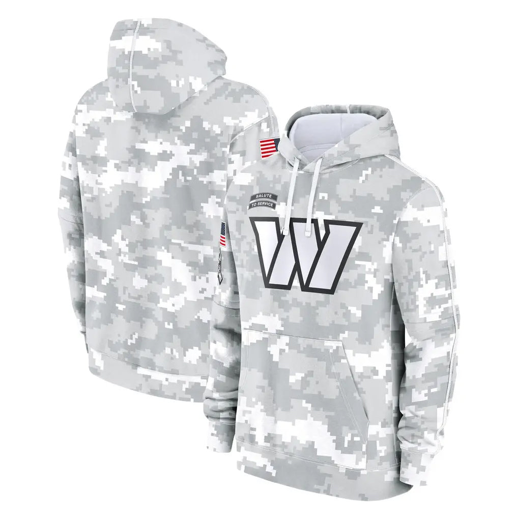 Tuec W.Commanders Arctic Camo Limited Salute to Service Pullover Hoodies Game Blank Player Stitched Jerseys