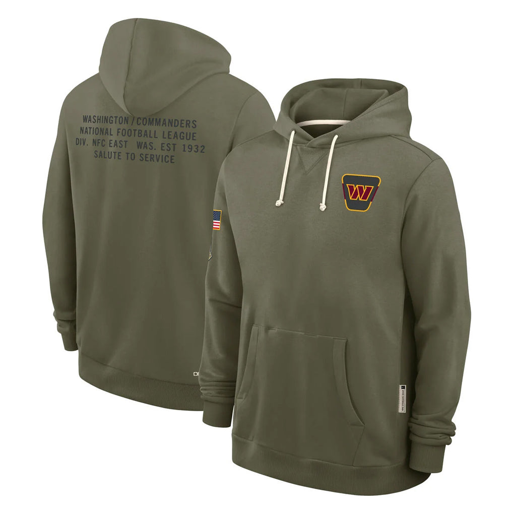 Tuec W.Commanders Olive Salute to Service Pullover Hoodies Limited Home Blank Player Stitched Jerseys
