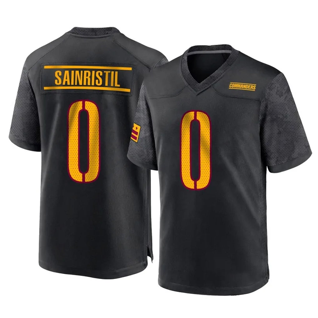 Tuec W.Commanders #0 Mike Sainristil Player Black Home Game Stitched Jerseys
