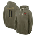 Tuec W.Commanders #0 Mike Sainristil Player Olive Salute to Service Pullover Hoodies Limited Home Stitched Jerseys