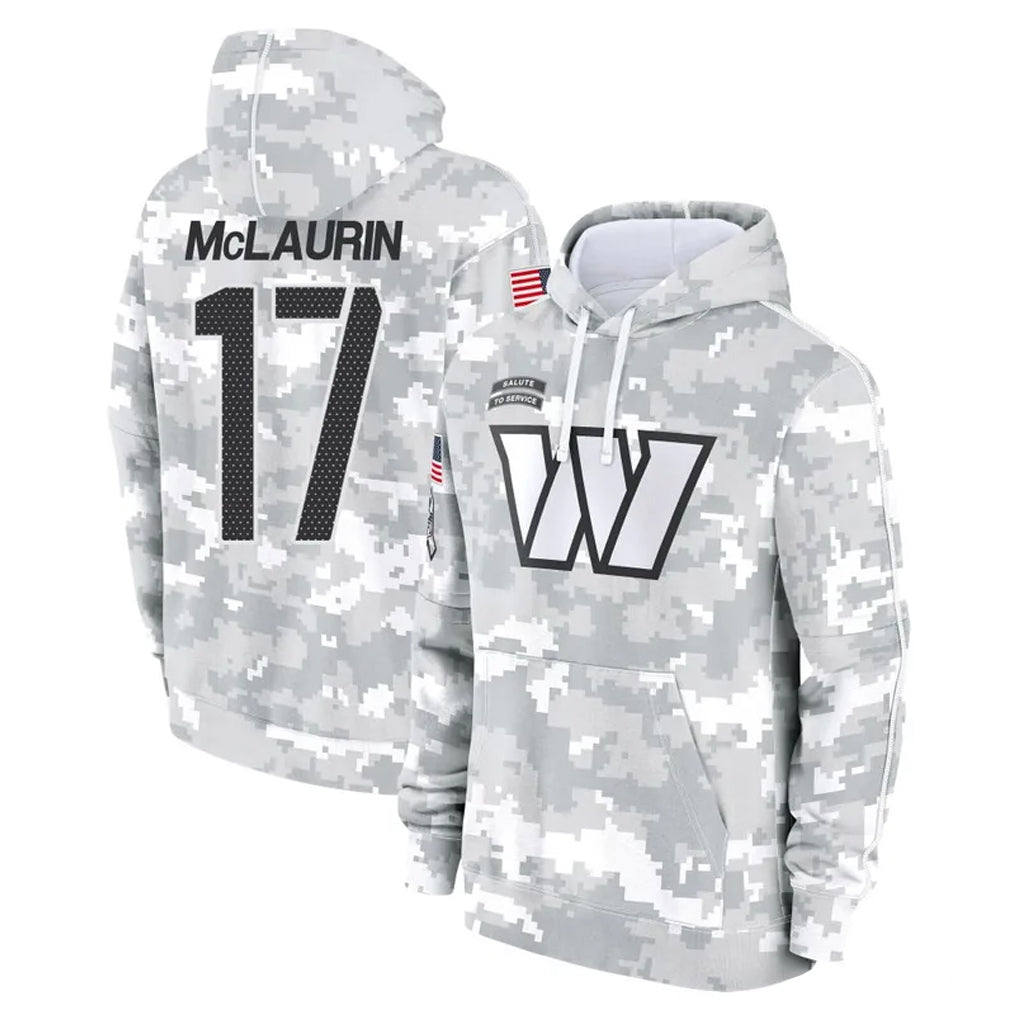 Tuec W.Commanders #17 Terry Mclaurin Player Arctic Camo Limited Salute to Service Pullover Hoodies Game Stitched Jerseys