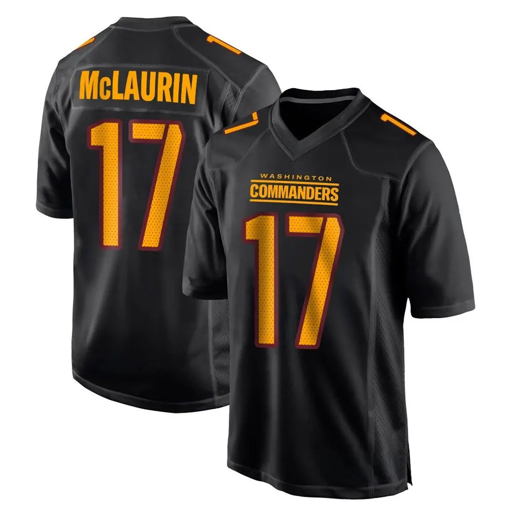 Tuec W.Commanders #17 Terry Mclaurin Player Black Carbon Fashion Home Game Stitched Jerseys