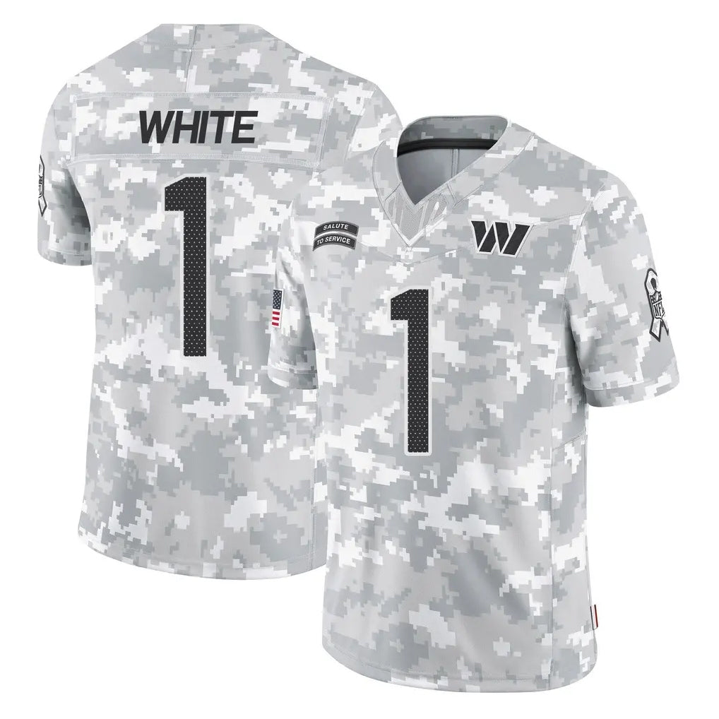 Tuec W.Commanders #1 Rachaad White Player Arctic Camo Limited Salute To Service Home Game Stitched Jerseys