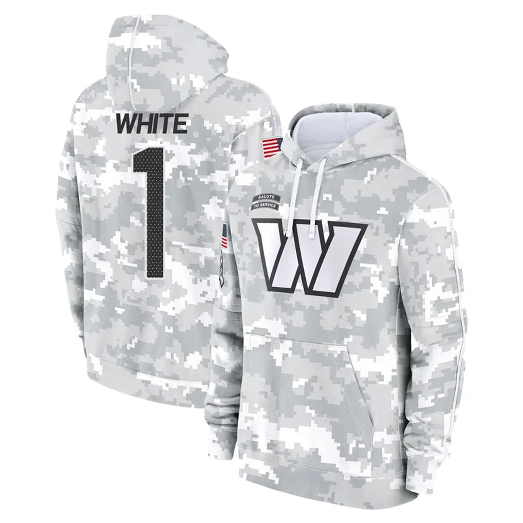 Tuec W.Commanders #1 Rachaad White Player Arctic Camo Limited Salute to Service Pullover Hoodies Game Stitched Jerseys