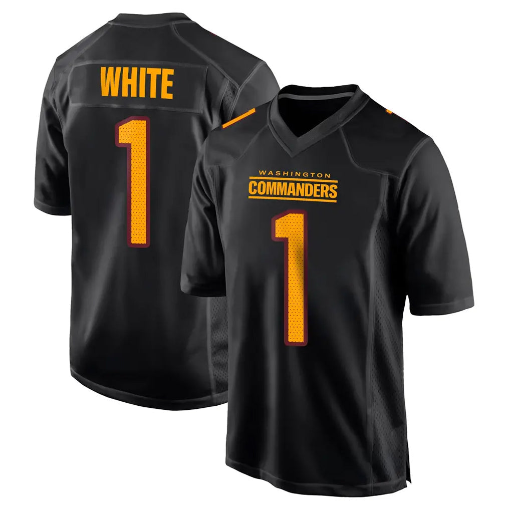 Tuec W.Commanders #1 Rachaad White Player Black Carbon Fashion Home Game Stitched Jerseys