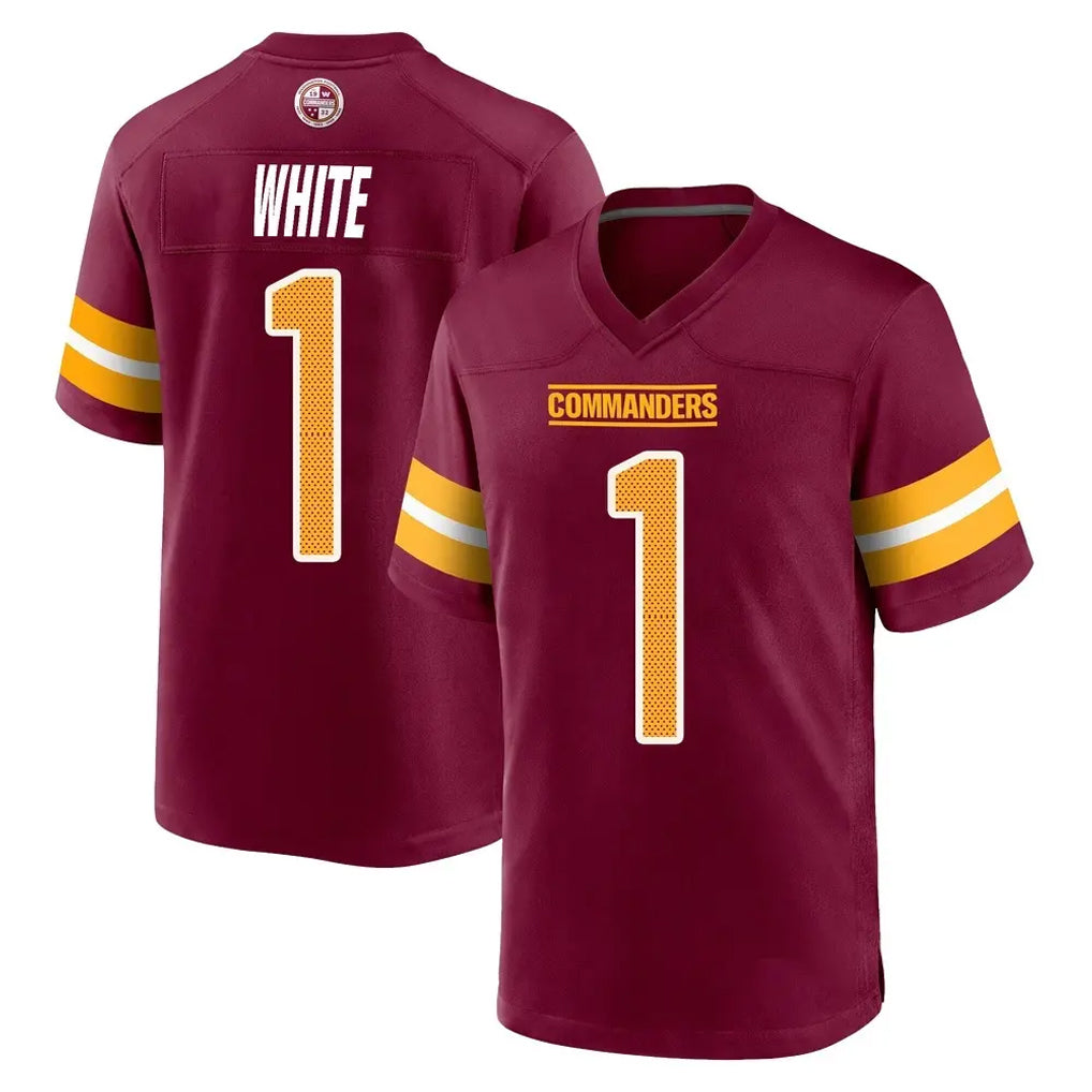 Tuec W.Commanders #1 Rachaad White Player Burgundy Home Game Stitched Jerseys