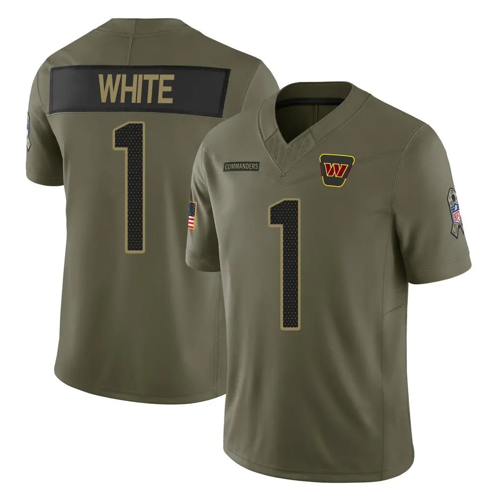 Tuec W.Commanders #1 Rachaad White Player Olive 2025 Salute To Service Limited Home Game Stitched Jerseys