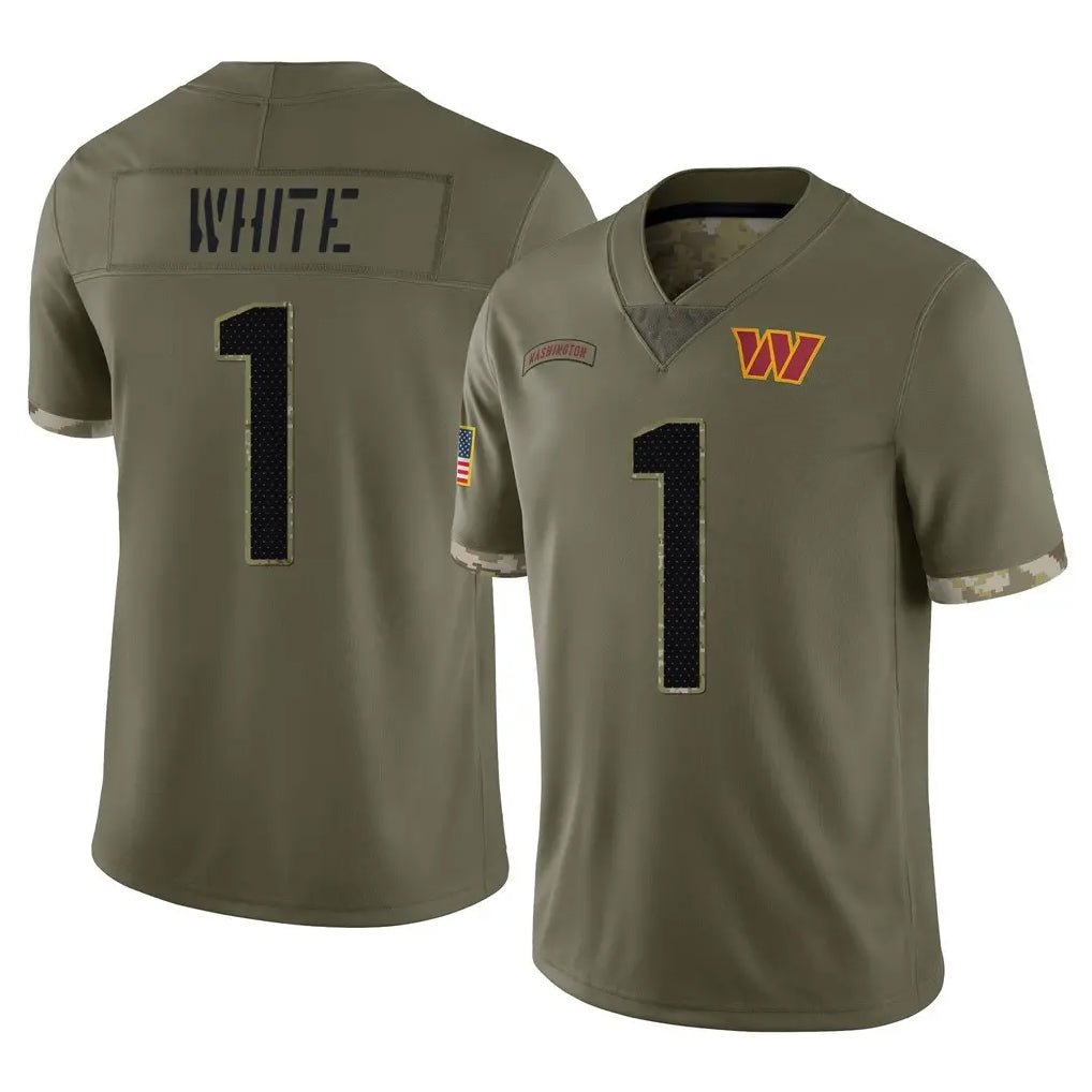 Tuec W.Commanders #1 Rachaad White Player Olive Salute To Service Limited Home Game Stitched Jerseys