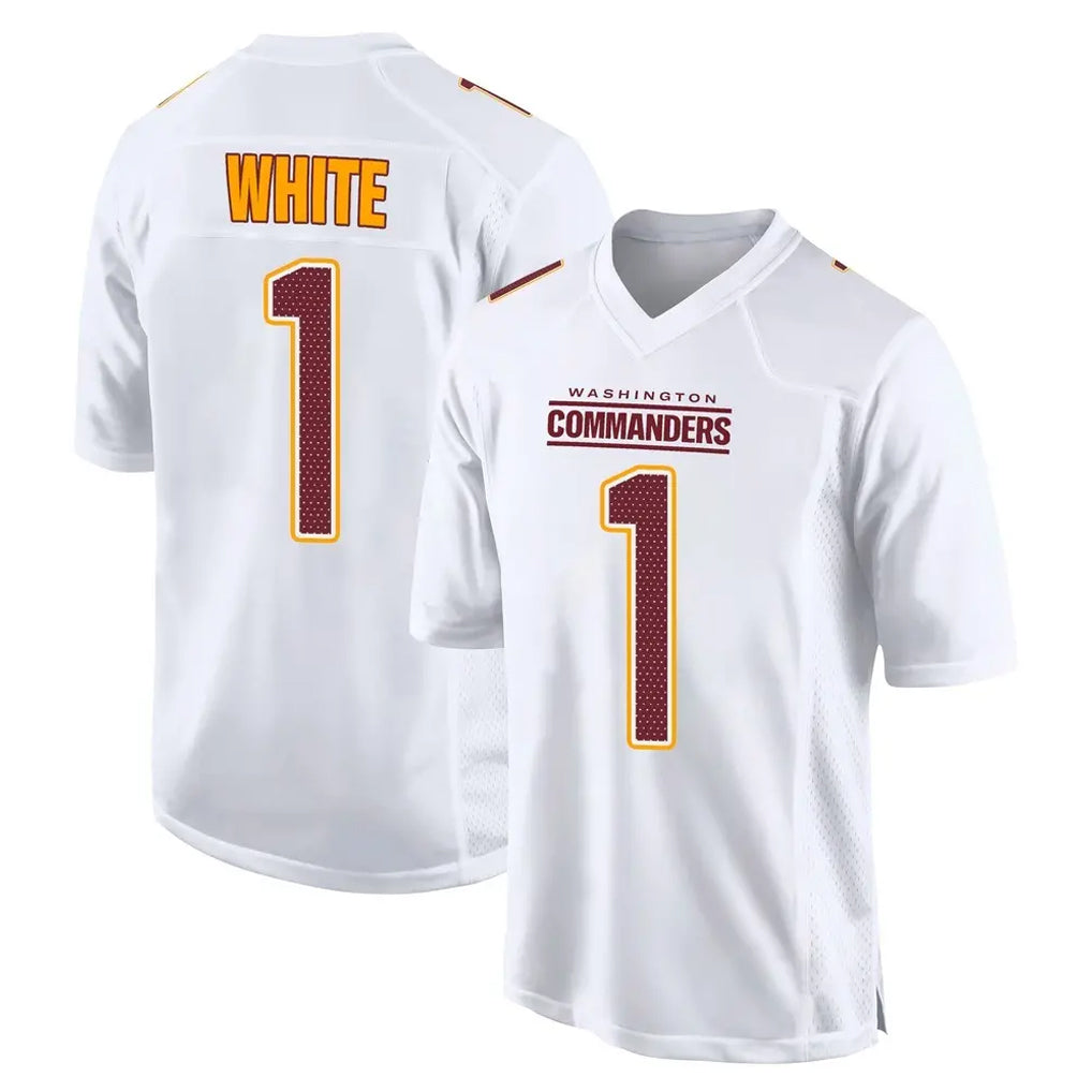 Tuec W.Commanders #1 Rachaad White Player White Tundra Fashion Home Game Stitched Jerseys