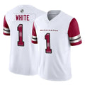Tuec W.Commanders #1 Rachaad White Player White Vapor F.U.S.E. Limited Home Game Stitched Jerseys