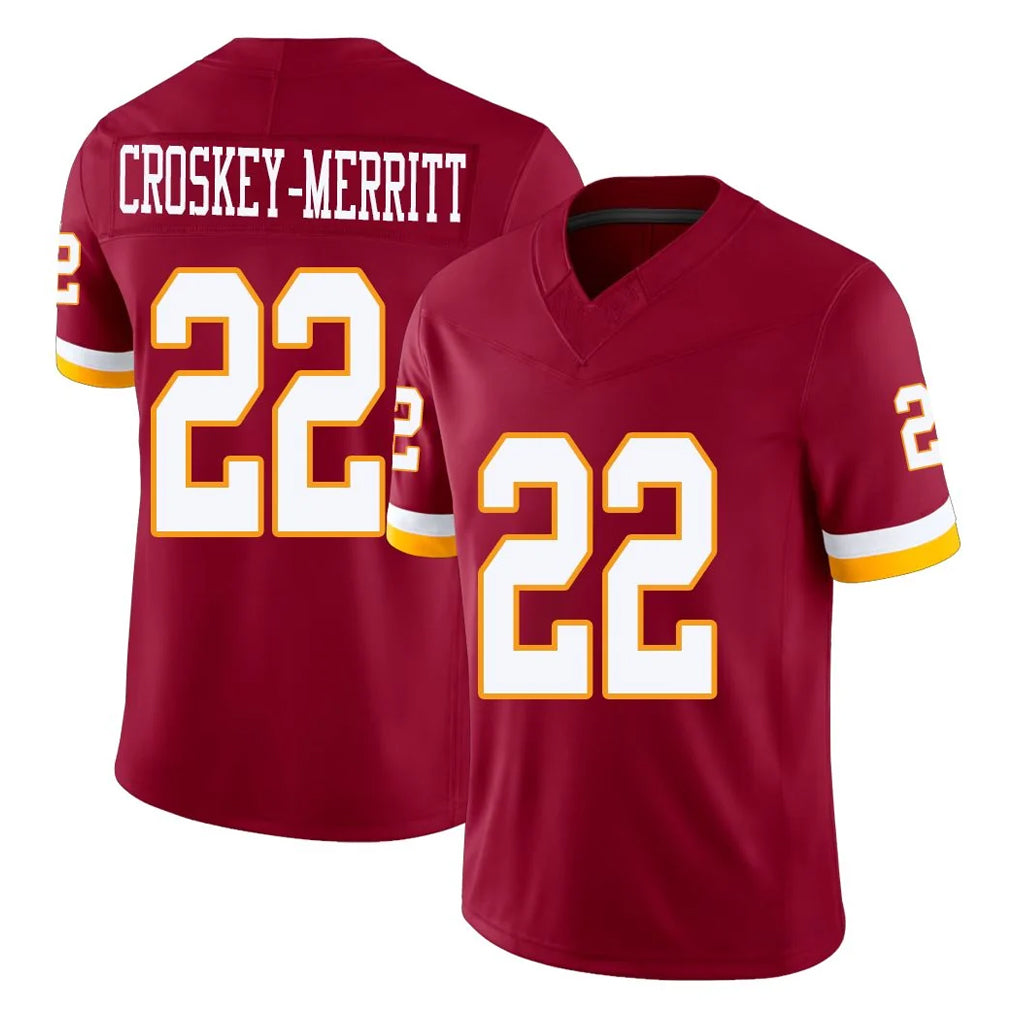 Tuec W.Commanders #22 Jacory Croskey-Merritt Player Burgundy Limited Team Vapor F.U.S.E. Home Game Stitched Jerseys