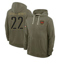 Tuec W.Commanders #22 Jacory Croskey-Merritt Player Olive Salute to Service Pullover Hoodies Limited Home Stitched Jerseys
