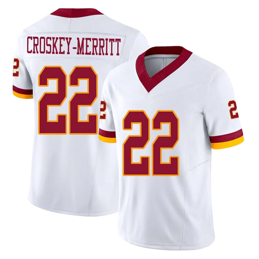 Tuec W.Commanders #22 Jacory Croskey-Merritt Player White Limited Vapor F.U.S.E. Home Game Stitched Jerseys