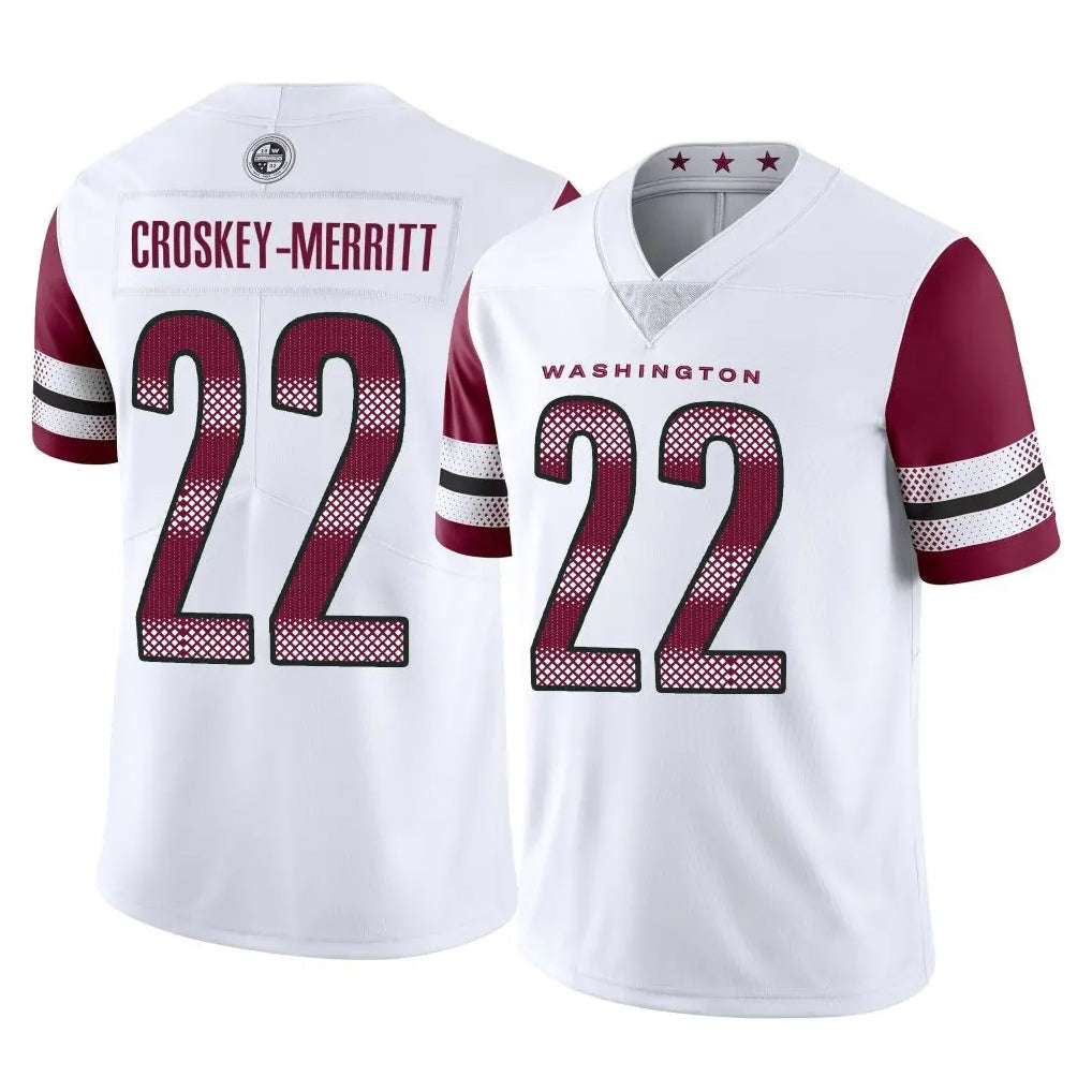 Tuec W.Commanders #22 Jacory Croskey-Merritt Player White Limited Vapor Home Game Stitched Jerseys