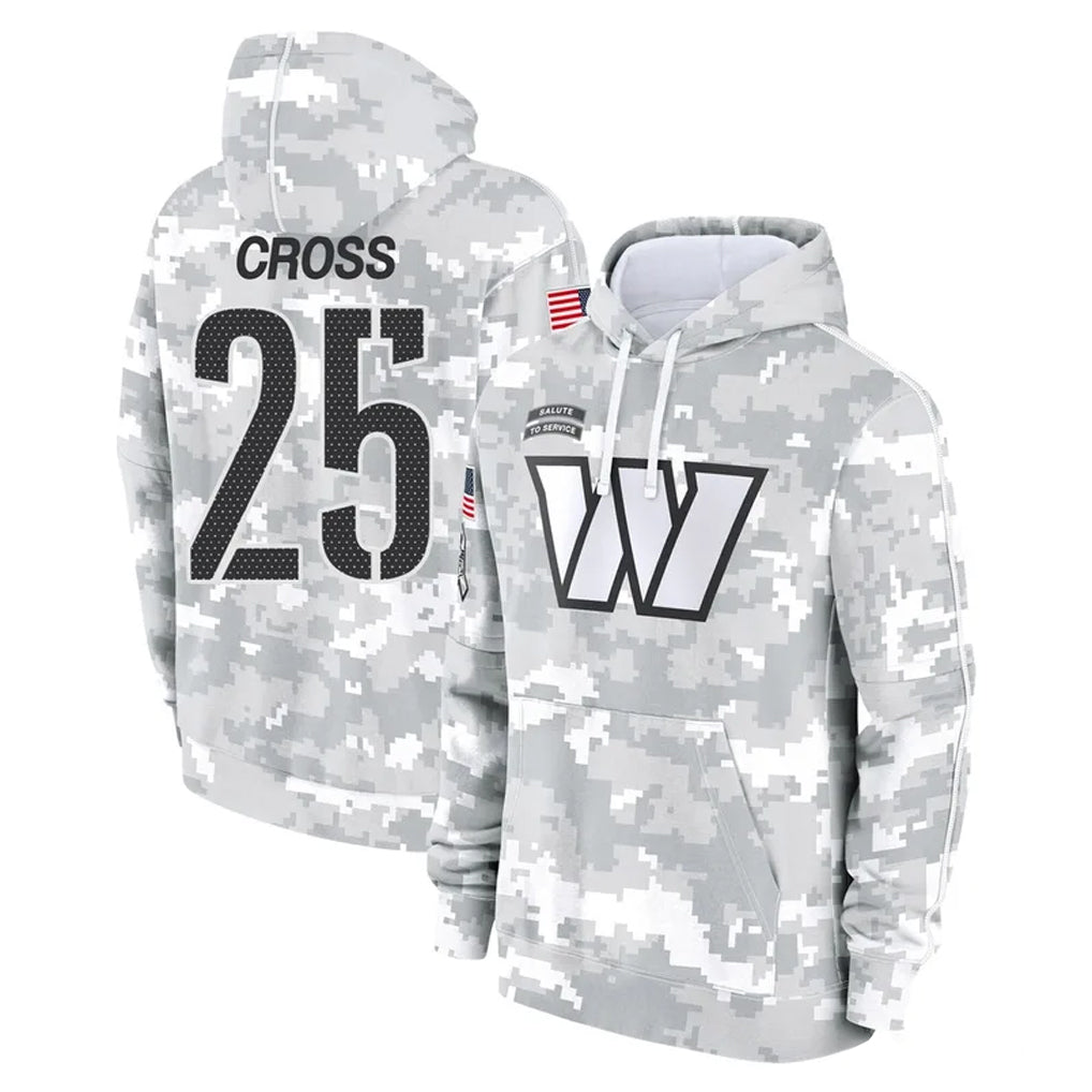 Tuec W.Commanders #25 Nick Cross Player Arctic Camo Limited Salute to Service Pullover Hoodies Game Stitched Jerseys