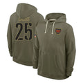 Tuec W.Commanders #25 Nick Cross Player Olive Salute to Service Pullover Hoodies Limited Home Stitched Jerseys