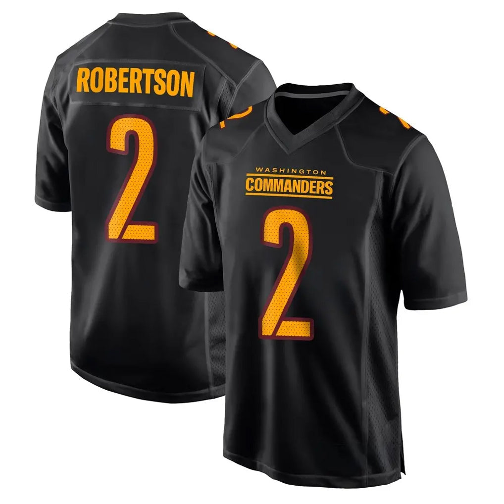 Tuec W.Commanders #2 Amik Robertson Player Black Carbon Fashion Home Game Stitched Jerseys