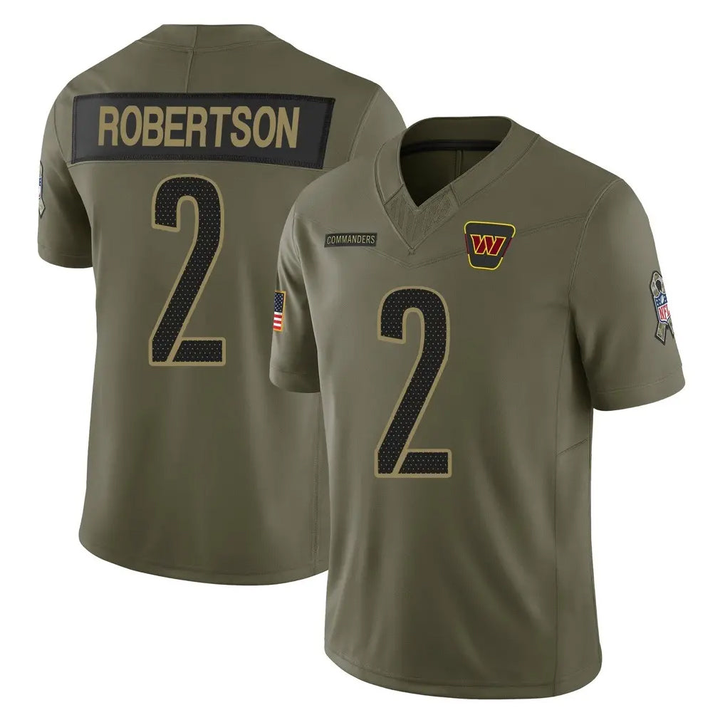 Tuec W.Commanders #2 Amik Robertson Player Olive 2025 Salute To Service Limited Home Game Stitched Jerseys