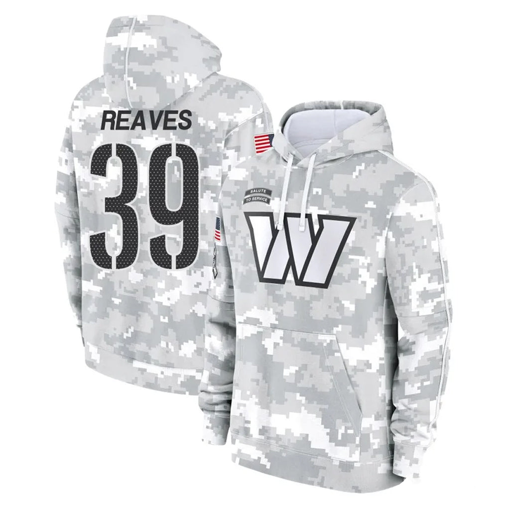 Tuec W.Commanders #39 Jeremy Reaves Player Arctic Camo Limited Salute to Service Pullover Hoodies Game Stitched Jerseys