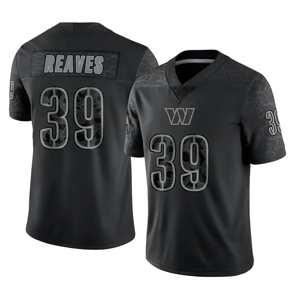 Tuec W.Commanders #39 Jeremy Reaves Player Black Limited Reflective Home Game Stitched Jerseys