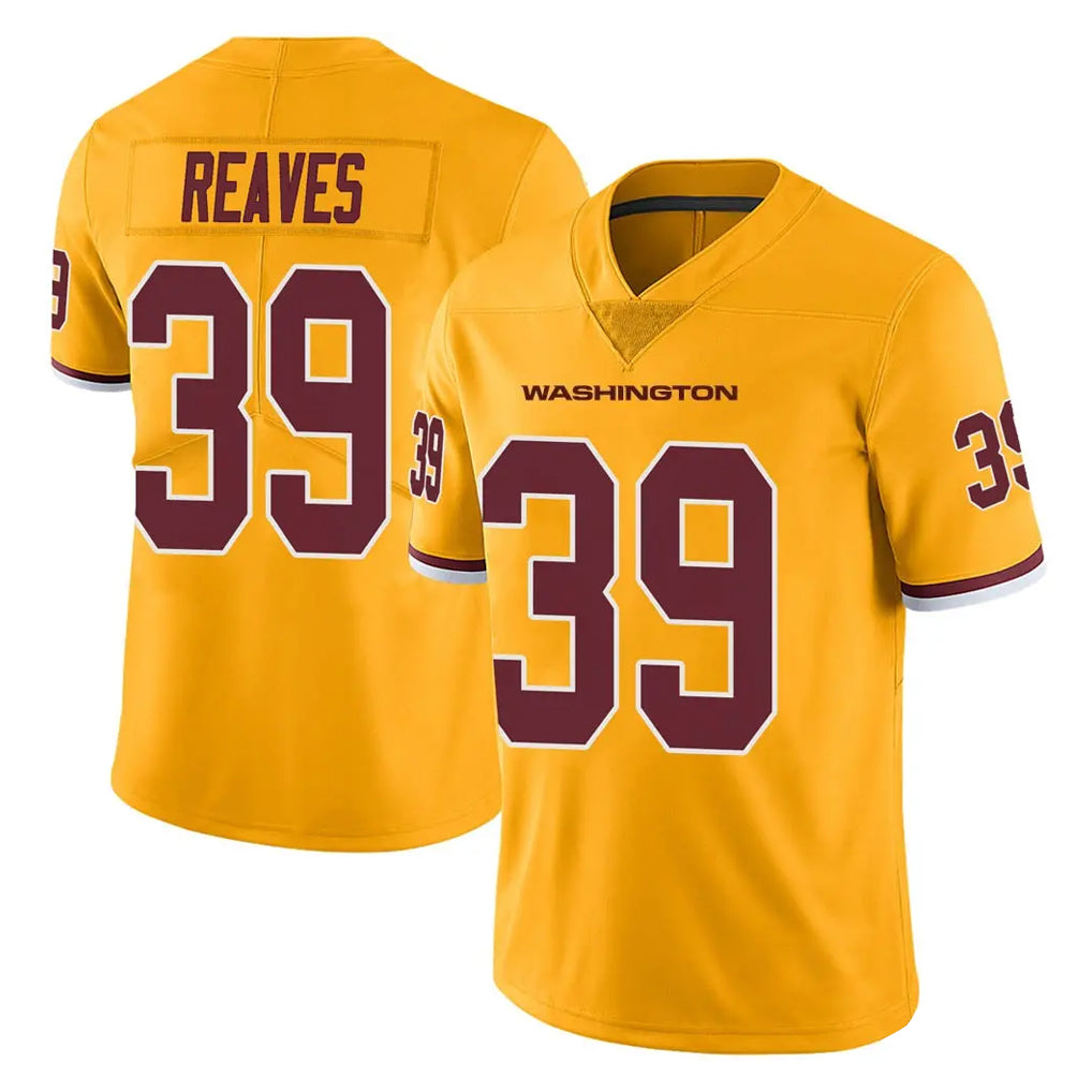 Tuec W.Commanders #39 Jeremy Reaves Player Gold Limited Color Rush Home Game Stitched Jerseys