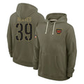 Tuec W.Commanders #39 Jeremy Reaves Player Olive Salute to Service Pullover Hoodies Limited Home Stitched Jerseys