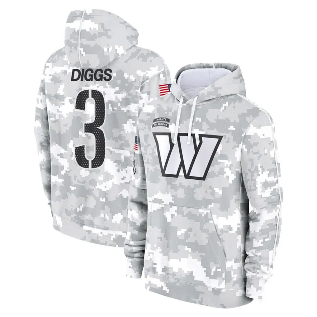 Tuec W.Commanders #3 Stefon Diggs Player Arctic Camo Limited Salute to Service Pullover Hoodies Game Stitched Jerseys