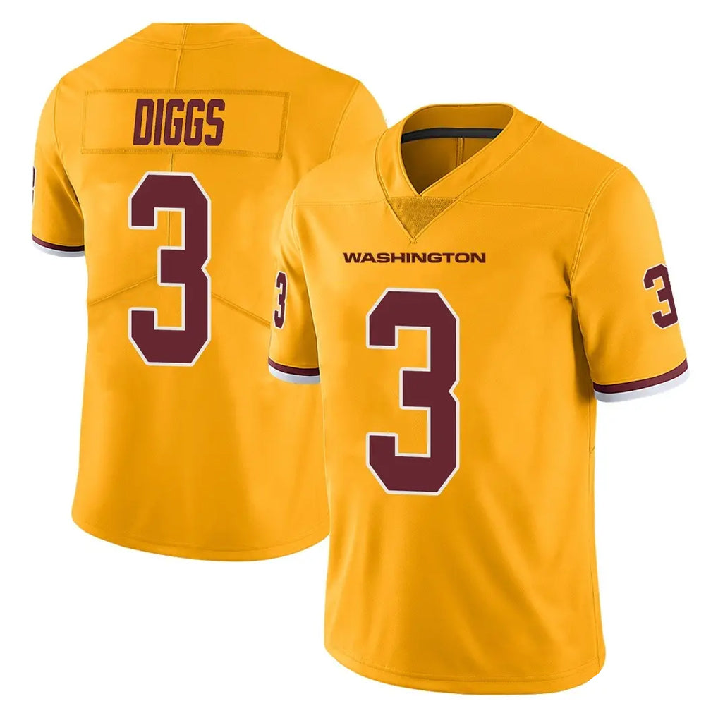 Tuec W.Commanders #3 Stefon Diggs Player Gold Limited Color Rush Home Game Stitched Jerseys