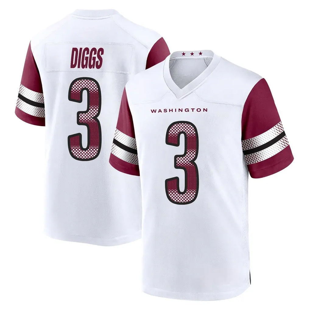 Tuec W.Commanders #3 Stefon Diggs Player White Game Home Stitched Jerseys