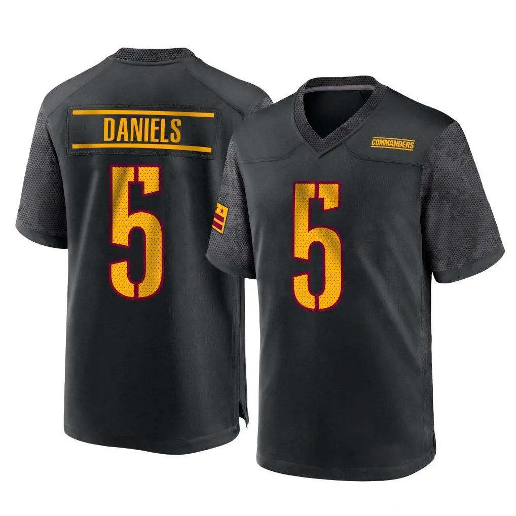 Tuec W.Commanders #5 Jayden Daniels Player Black Home Game Stitched Jerseys