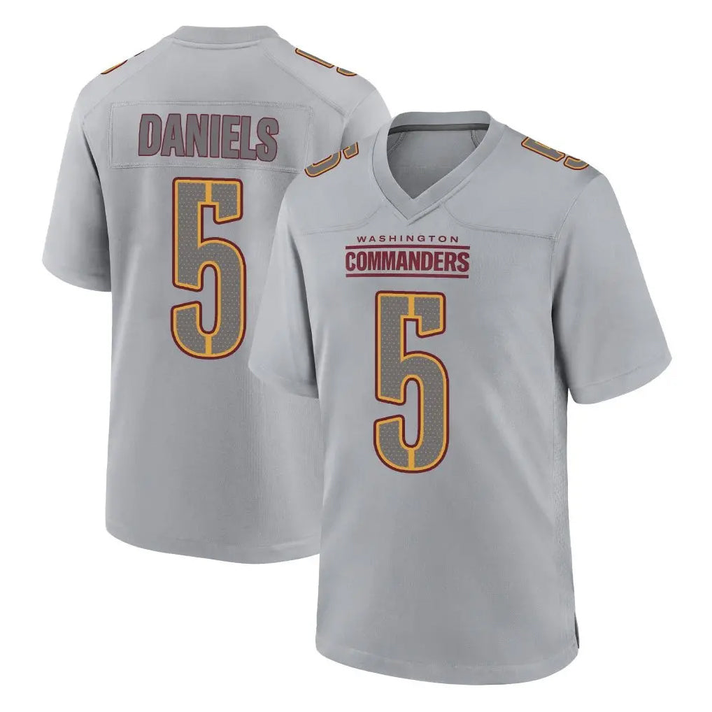 Tuec W.Commanders #5 Jayden Daniels Player Gray Atmosphere Fashion Home Game Stitched Jerseys