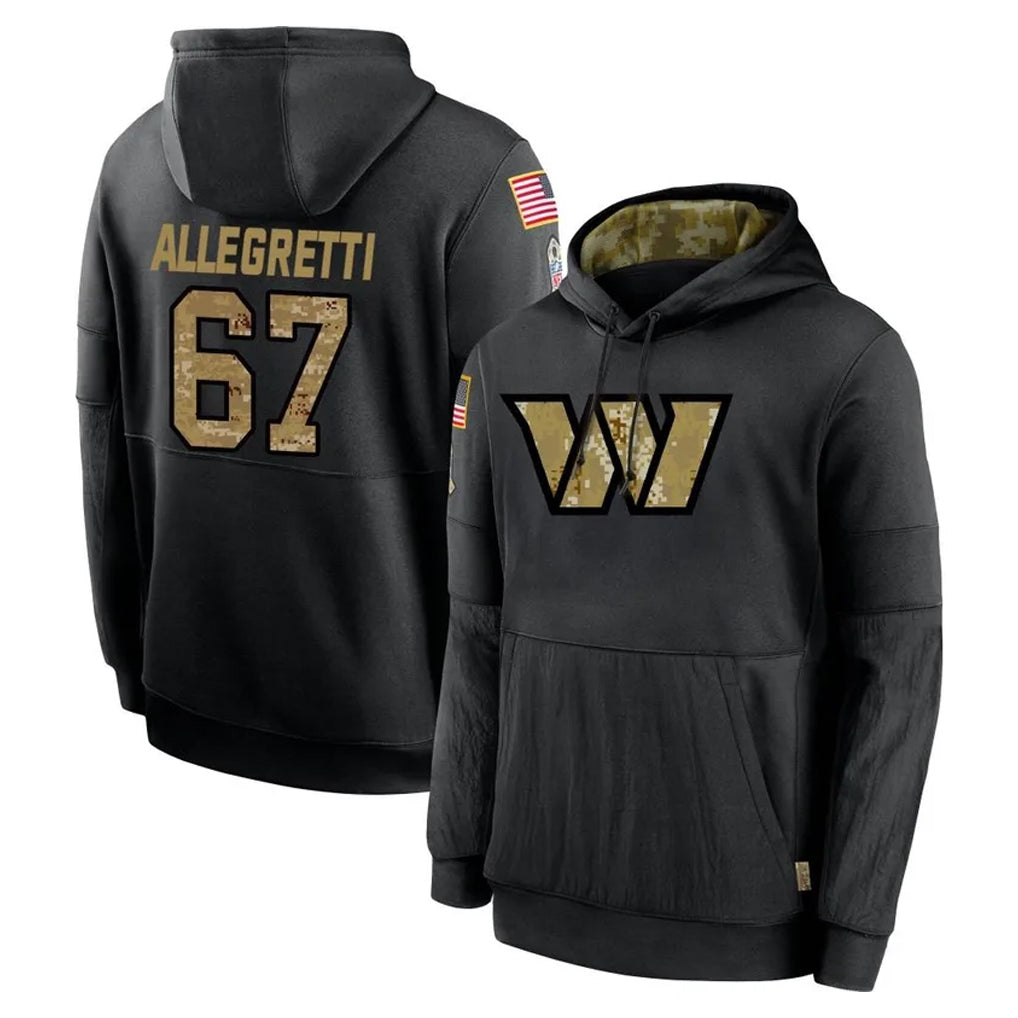 Tuec W.Commanders #67 Nick Allegretti Player Black Salute to Service Performance Pullover Hoodies Home Game Stitched Jerseys