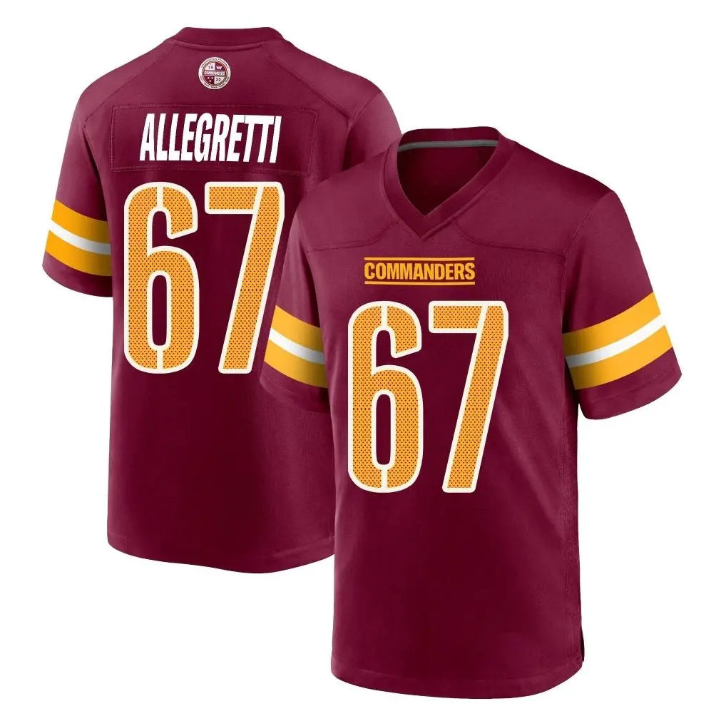 Tuec W.Commanders #67 Nick Allegretti Player Burgundy Home Game Stitched Jerseys