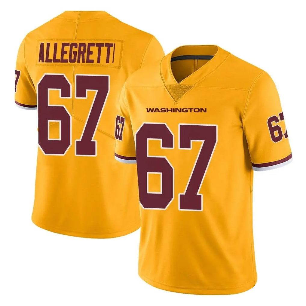 Tuec W.Commanders #67 Nick Allegretti Player Gold Limited Color Rush Home Game Stitched Jerseys