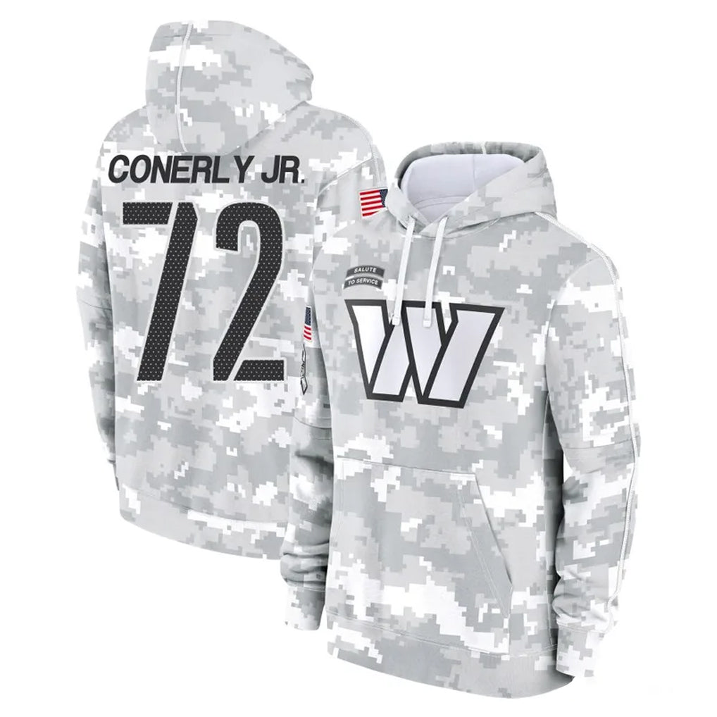 Tuec W.Commanders #72 Josh Conerly Jr. Player Arctic Camo Limited Salute to Service Pullover Hoodies Game Stitched Jerseys