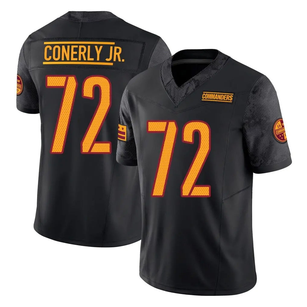 Tuec W.Commanders #72 Josh Conerly Jr. Player Black Limited Vapor F.U.S.E. Home Game Stitched Jerseys