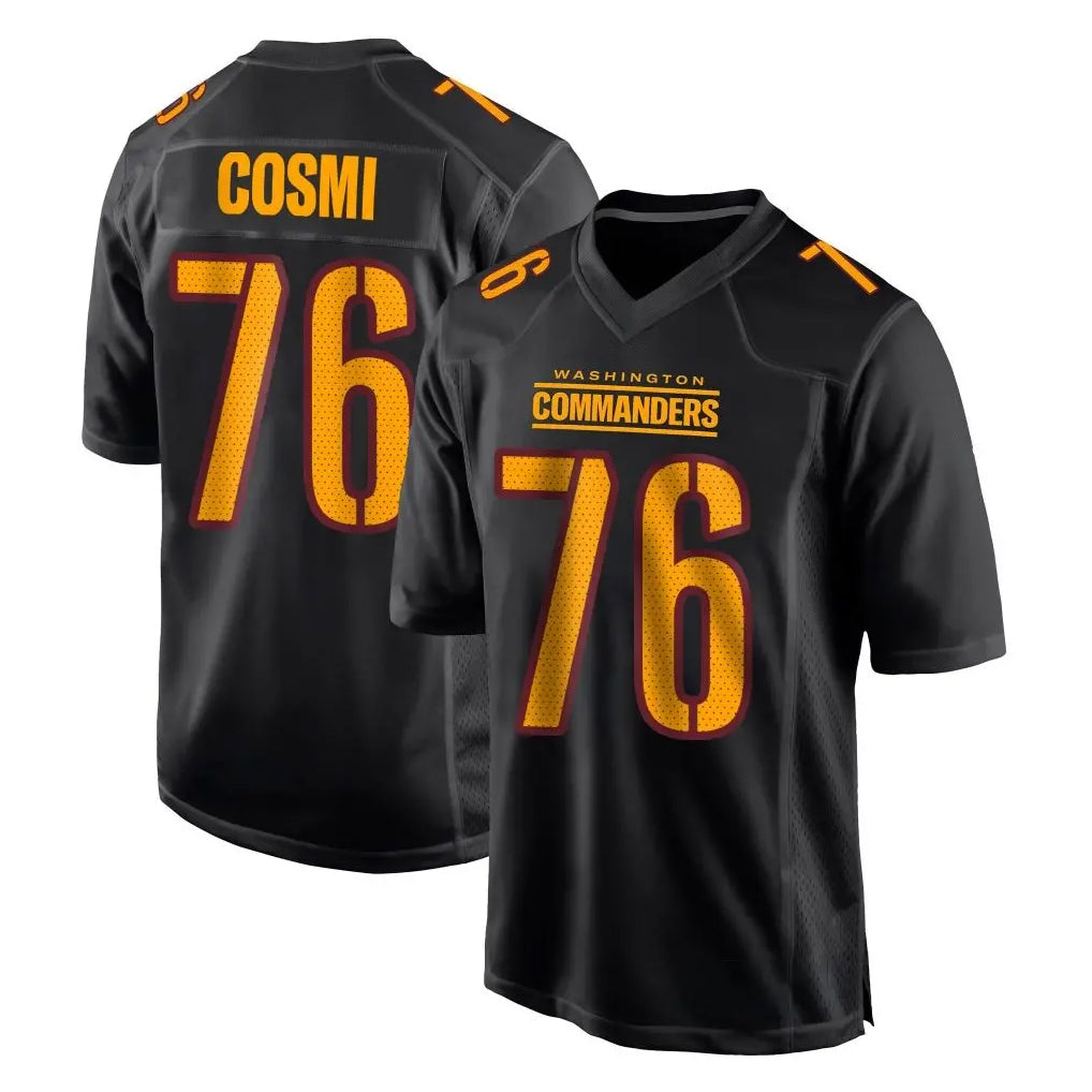 Tuec W.Commanders #76 Sam Cosmi Player Black Carbon Fashion Home Game Stitched Jerseys