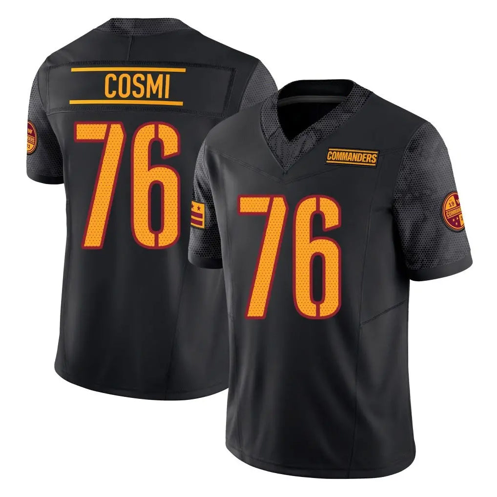 Tuec W.Commanders #76 Sam Cosmi Player Black Limited Vapor F.U.S.E. Home Game Stitched Jerseys