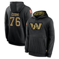 Tuec W.Commanders #76 Sam Cosmi Player Black Salute to Service Performance Pullover Hoodies Home Game Stitched Jerseys