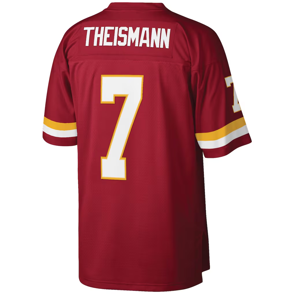 Tuec W.Commanders #7 Joe Theismann Mitchell & Ness Burgundy Legacy Replica Stitched Puhic Jersey