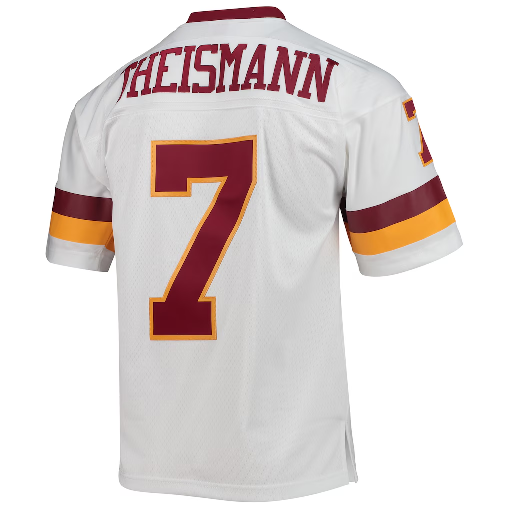 Tuec W.Commanders #7 Joe Theismann Mitchell & Ness White Legacy Replica Stitched Puhic Jersey