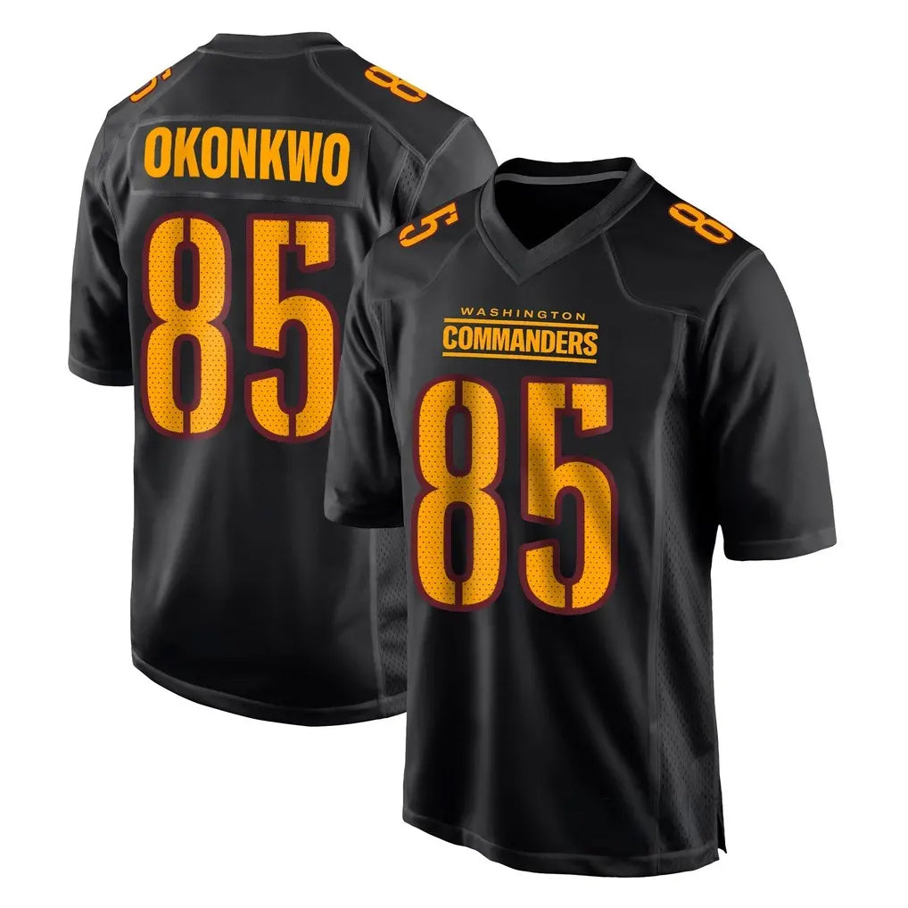 Tuec W.Commanders #85 Chig Okonkwo Player Black Carbon Fashion Home Game Stitched Jerseys