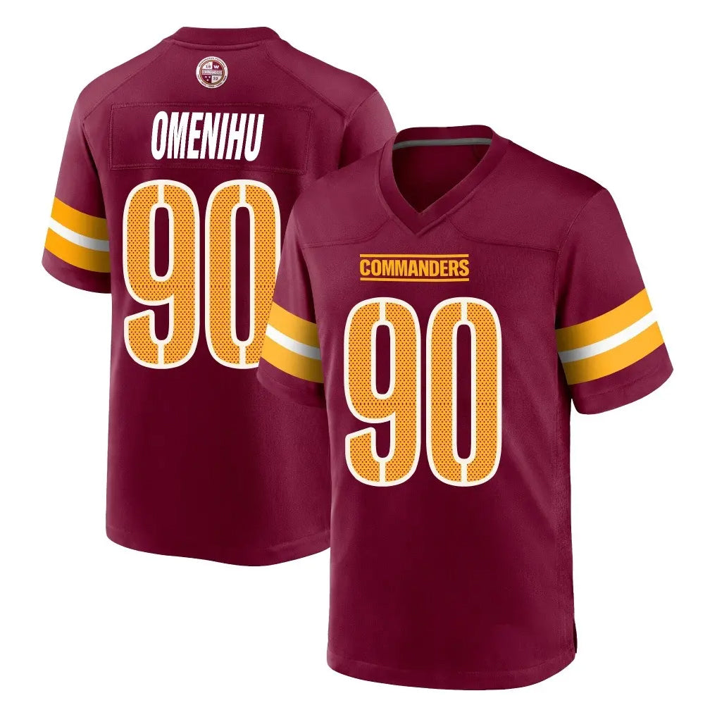Tuec W.Commanders #90 Charles Omenihu Player Burgundy Home Game Stitched Jerseys