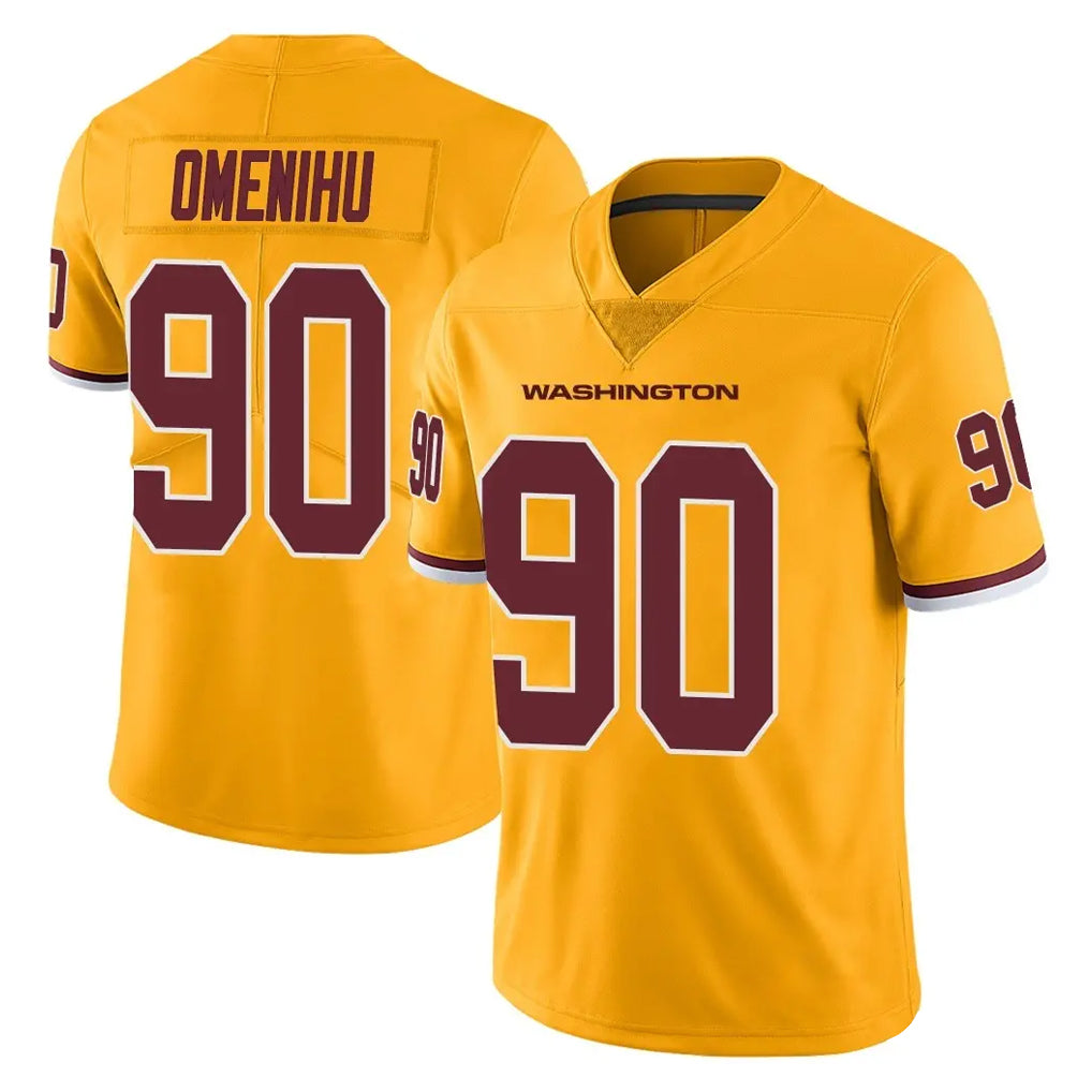 Tuec W.Commanders #90 Charles Omenihu Player Gold Limited Color Rush Home Game Stitched Jerseys