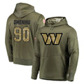 Tuec W.Commanders #90 Charles Omenihu Player Olive Salute to Service Pullover Hoodie Limited Home Game Stitched Jerseys